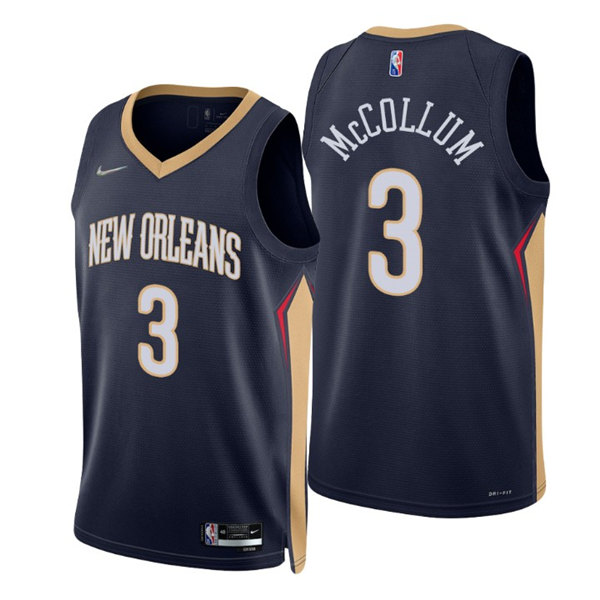 Youth New Orleans Pelicans #3 C.J. McCollum Navy Icon Edition Stitched Jersey